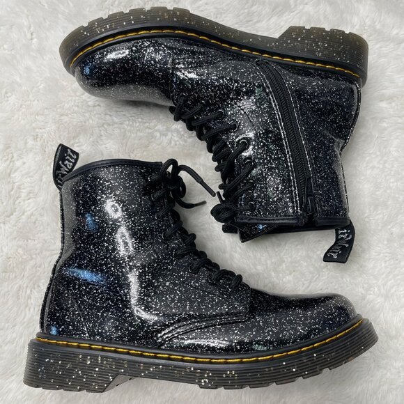 Dr Martens #1460 Kid's Black Glitter Ankle Lace Up Boots Shoes Size 5 - Picture 3 of 9